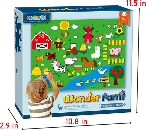 OKGIUGN 61 Pcs Farm Animals Story Felt Board, 3.6 Ft Farmhouse Themed Play Mat Wall Hanging Kit for Toddlers