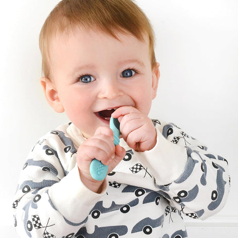Silicone Chew Spoon Set for Babies and Toddlers, BPA Free, Microwave, Dishwasher and Freezer Safe, Earth Shades