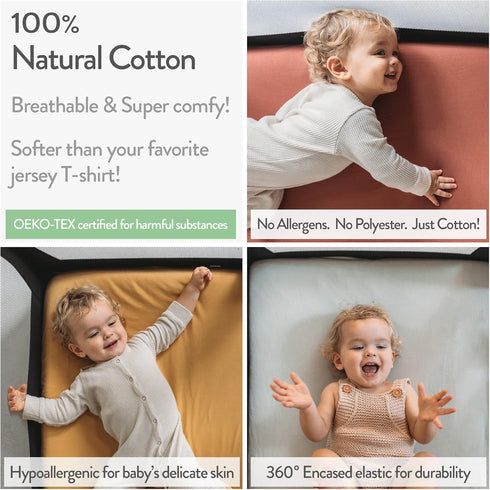 28 52 100% 2 Pack Joey + Joan Fitted Crib Sheets x Compatible with Standard Crib Mattress and Toddler Bed Jersey Cotton