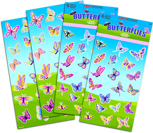 Over 160 Butterflies Stickers Pack for Party Supplies - Adhesive Sticker Sheets for Girls Kids Toddlers Adults
