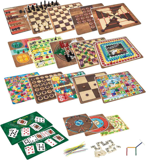 365 6+, 1-8 Games - Traditional Strategy Board & Card Games, Tin Storage Container, Game for Each Day of Year, Family