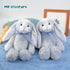 14" Blue Bunny Stuffed Animal for Kids and Newborns, Huggable Plush Rabbit Toy with Bow for Boys and Girls