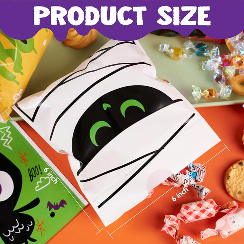 JOYIN 108 PCS Halloween Drawstring Treat Bags with 9 Character Designs, Mini Goodie Candy Bags for Kids Trick or