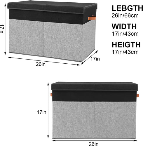 Gowee Closet, 26"x17" x17" Large Toy Storage Box with Lid, Sturdy Toys Storage Chest Bin Organizer Basket with Dividers
