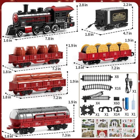 NIPLOOOW Set 3-5, 3 4 5 6 7 8 Train for Toddlers Electric Alloy Train Toy with Realistic Sound, Lights and Smoke