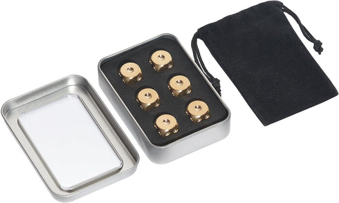 Metal Dice Set 6pcs, Solid Brass Dice with Gift Metal Case and Portable Bag for Board Game, Poker, Role Playing