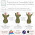SwaddleDesigns Transitional Swaddle Sack - Arms Up Half-Length Sleeves, 0-3 Month, Heathered Gray