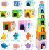Wooden Dinosaur Nesting and Stacking Block Toys, Number Nesting Boxes, Birthday Gift for 12-24 Month Boys Girls