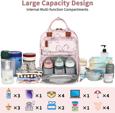 Backpack, Backpack Backpack Diaper Bag Large Diaper with Portable Changing Pad, Baby Diaper Bags for Girls