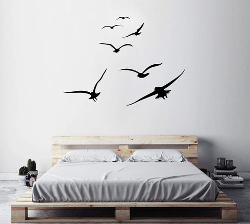 Flying Birds Wall Decals, Vinyl Stickers for Dorm, Nursery, Office, Kids Room, Modern Home Decor, Black