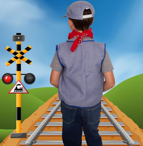 Set 3 Set Tigerdoe Kids Train Engineer Costume - PC -Train Conductor Hat, Vest, Red Bandana and Gloves -Childs