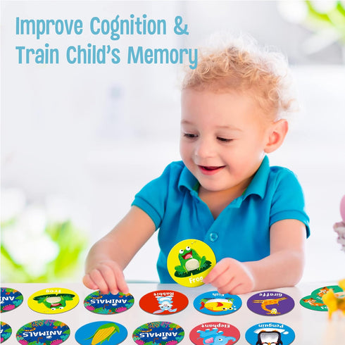 SpriteGru Memory Matching Game - 72 PCS Animal Matching Cards for Toddlers, 36 Pairs for Ages 4-6