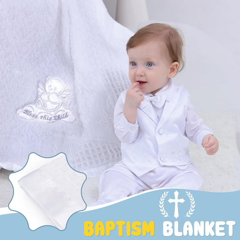 36x50 Booulfi Baby Blanket Newborn Boys Girls Satin Trim White Baby Blankets Baptism Christening Baby Shawl Neutral