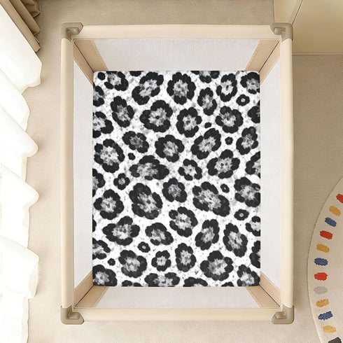 CZXW 52" 28" Gray Leopard Pattern Crib Sheets Fitted x Natural Cotton Soft & Breathable for Baby Crib Mattress