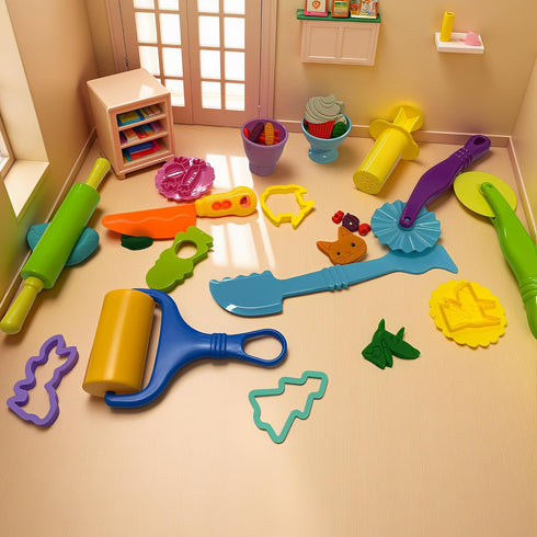 Yunerkita Set 13 Sets 4-8, (color02) Dough Tools for Kids, Pcs Dough Tools for Kids Ages Includes Molds Cutters Roller