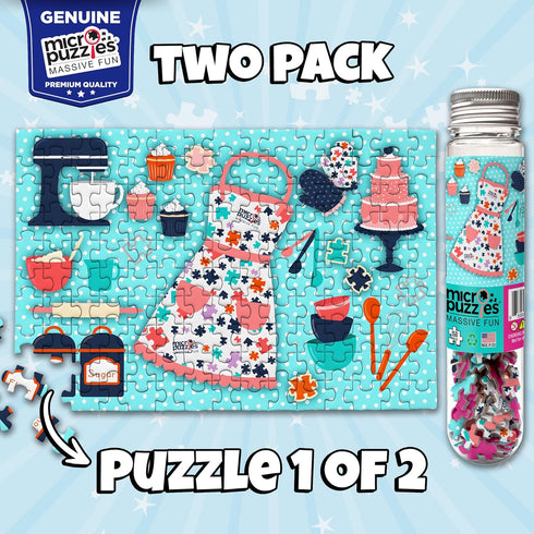 MicroPuzzles “Baking” 2-Pack - Mini Puzzles for Adults, 150 Piece Small Puzzles for Adults and Teens - 4” x 6” Inch, Compact and Challenging Portable Jigsaw Puzzles for Travel and Relaxation