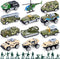 62PCS Diecast Military Vehicles Playsets - 3 Otters Army Toy Vehicle Models with Alloy Metal Vehicles and Army Men
