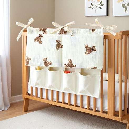 Dwuww White Bedside Hanging Bags Milk Bottle Bib-Storage Crib Organizer Baby Nappy-Dormitory Bed-Bunk Organizing Bag