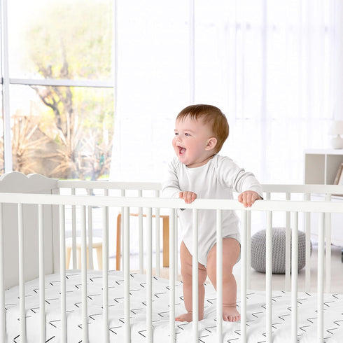 Sweet Jojo Designs White and Black Boho Arrow Boy Girl Fitted Crib Sheet Baby or Toddler Bed Nursery - Black and White