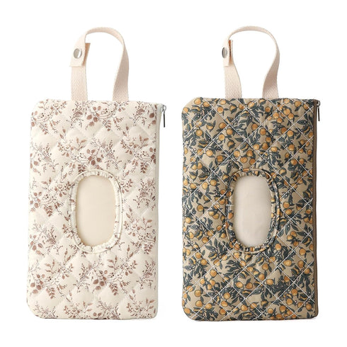 Quilted Baby Wipe Holder Quilted Wipe Pouch Portable Hanging Floral Wet Wipes