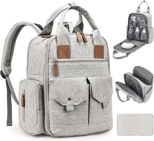 JSTPRO Diaper Bag Backpack - Large Diaper Bag with Portable Changing Pad