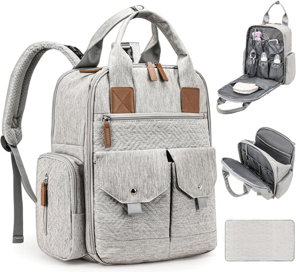 JSTPRO Diaper Bag Backpack - Large Diaper Bag with Portable Changing Pad