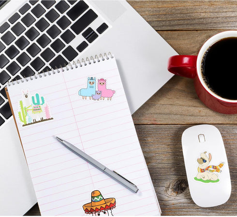 Zonon 100 Pieces Funny Llama Stickers - Cute Animal Alpaca Decals Llama Theme Waterproof Vinyl Stickers for Computer,
