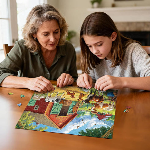 500 Country Sutinban Spring Farm Animal Jigsaw Puzzles for Adults Pieces, Challenging Life Cows, Dogs, Chickens Puzzles