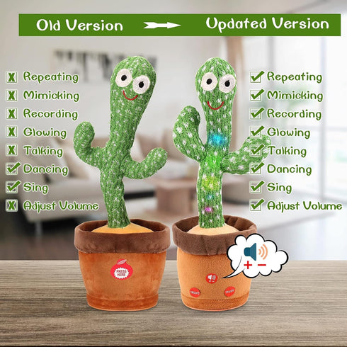 Emoin Dancing Cactus Baby Toys, Talking Cactus Toy with LED, 15 Second Voice Recorder, Mimicking Toy for Baby Boys