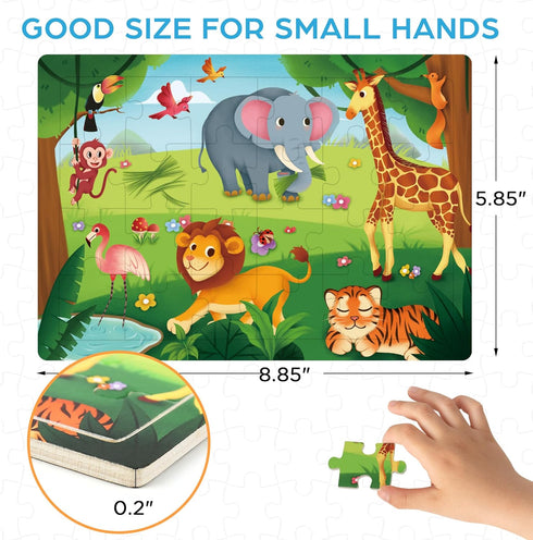 BenBen Wooden Puzzles for Kids Ages 3-5, 6 Pack 24 Piece Toddler Puzzle for Boys and Girls