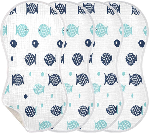 YEGAME Set 1 11 22 Inch Muslin Baby Burp Cloths of - Fish Super Absorbent Cotton Burping Rags Soft Baby Washcloths