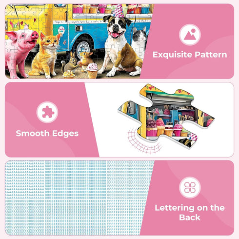 Nitktaia 300 Summer Family,20.5*15In Piece Puzzle for Adult,Ice Cream Truck Jigsaw Puzzle,Unique Fun Colorful Puzzle