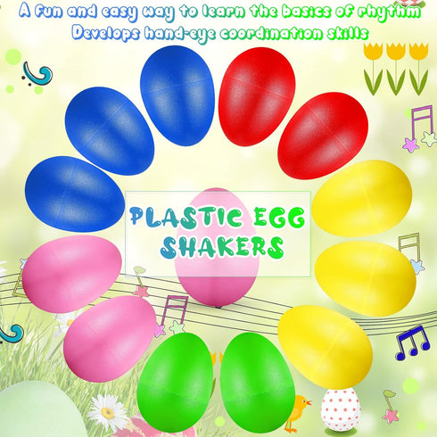 100 Pieces Egg Shakers Musical Instruments, Plastic Easter Egg Shaker for Kids Toys, 5 Colors