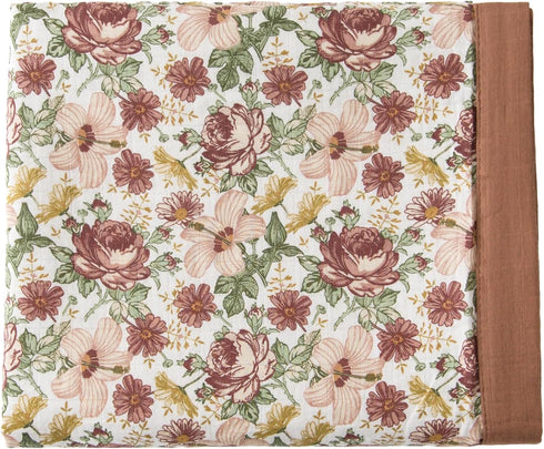 Little Jump Boho Vintage Floral Muslin Blanket Baby Quilt - Silky Soft