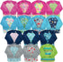 12-24mo Snap & Go Easy-wear Long Sleeve Bib Aqua Dinosaurs