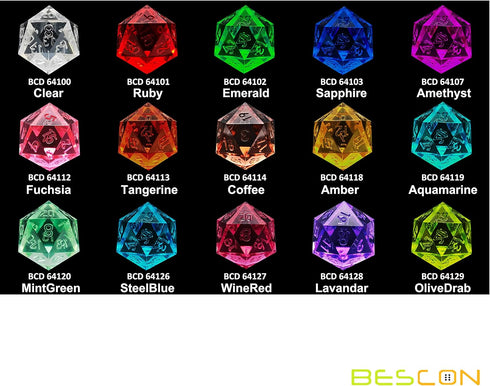 Bescon Crystal Clear (Unpainted) Sharp Edge DND Dice Set of 7, Amber Color for Role Playing Games