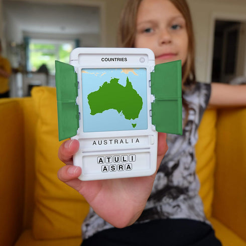 100 PICS Countries of The World Travel Game - Flash Cards with Slide Reveal Case for Kids and Adults, Ages 6+