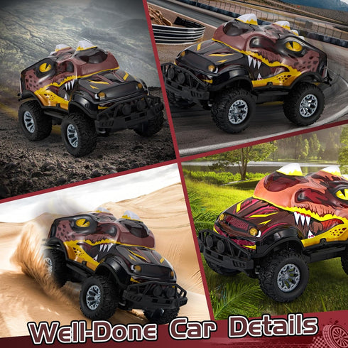 2.4GHz 1:20Scale, Dinosaur-Shaped Off-Road Vehicle Remote Control Cool Off-Road Vehicle Truck, RC Car with LED Lights