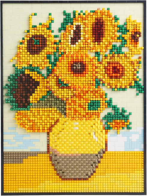 STMIGAIBLOCKS 3504PCS Flowers Wall Decoration Micro Mini Building Blocks,Ideas Botanical Sumflowers Painting Frame