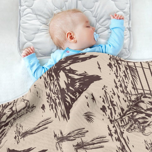 Mazeann 30x40in Western American Cowboy Baby Blankets Soft Warm Crib Stroller Blanket for Toddler Newborn Girls Boys