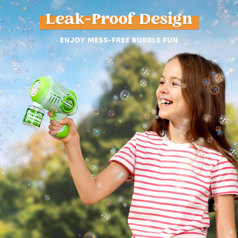 JOYIN 2 Packs Bubble Guns with 4 Bottles Bubble Solution, Light Up Automatic Bubble Machine Gun for Kids & Adults
