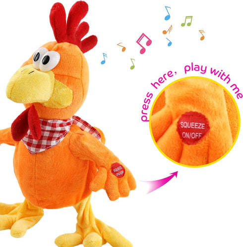 15" Houwsbaby Electronic Squawking Chicken Toy, Easter Chicken Stuffed Animal Interactive Musical Walking Singing