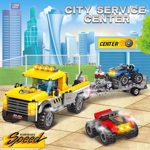 City Race Buggy Transporter Building Set, 324 PCS 3 in 1 City Service Truck Cars Building Blocks Kit