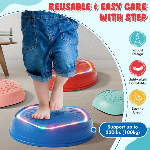 1-3, 3-5 Lehoo Castle Stepping Stones for Kids, Non-Slip Toddler Stepping Stones, Indoor & Outdoor Sensory Toys