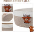 3 Closet 11.8''x7.8''x4.7'' Geelin Pcs Highland Cow Baskets for Gift Cute Farmhouse Brown Woven Rope Gift Baskets Shelf