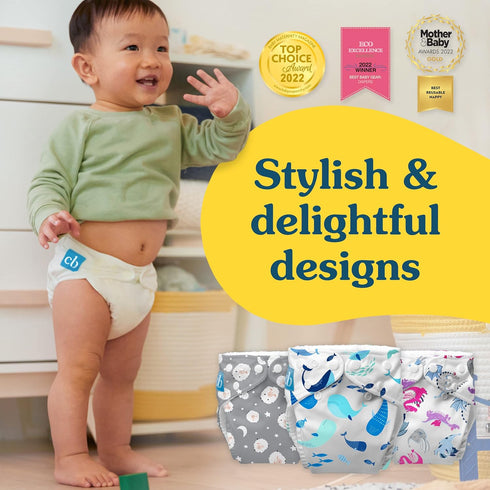 1 Pack Charlie Banana Cloth Diapers, Reusable, Washable, Adjustable One Size Diaper, for Babies and Toddlers