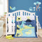 YJM 8 PC Dinosaur Crib Bedding Set for Baby Boys, Blue Nursery