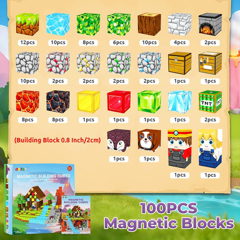 ORZbb 3-5 4-6 5-7 6-8 (0.8IN/2CM) Magnetic Blocks, Magnetic Tiles Building Blocks, Magnet Cubes Toddler Kids Toys