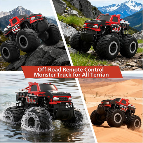 1:16 6+,Red HOMETALL Amphibious Remote Control Car Monster Truck Toys - All Terrain RC Trucks High Speed RC Cars