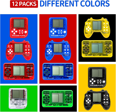 12 PCS Video Game Party Favors, Video Game Keychain for Kids, Idea Gift for Birthday Supplies, Goodies Bags Stuffer